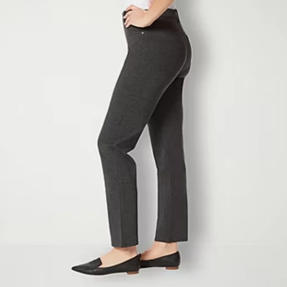 J. Jill (Size M) Charcoal Gray Ponte Knit Slim Leg Stretch Pull-on Casual Pants